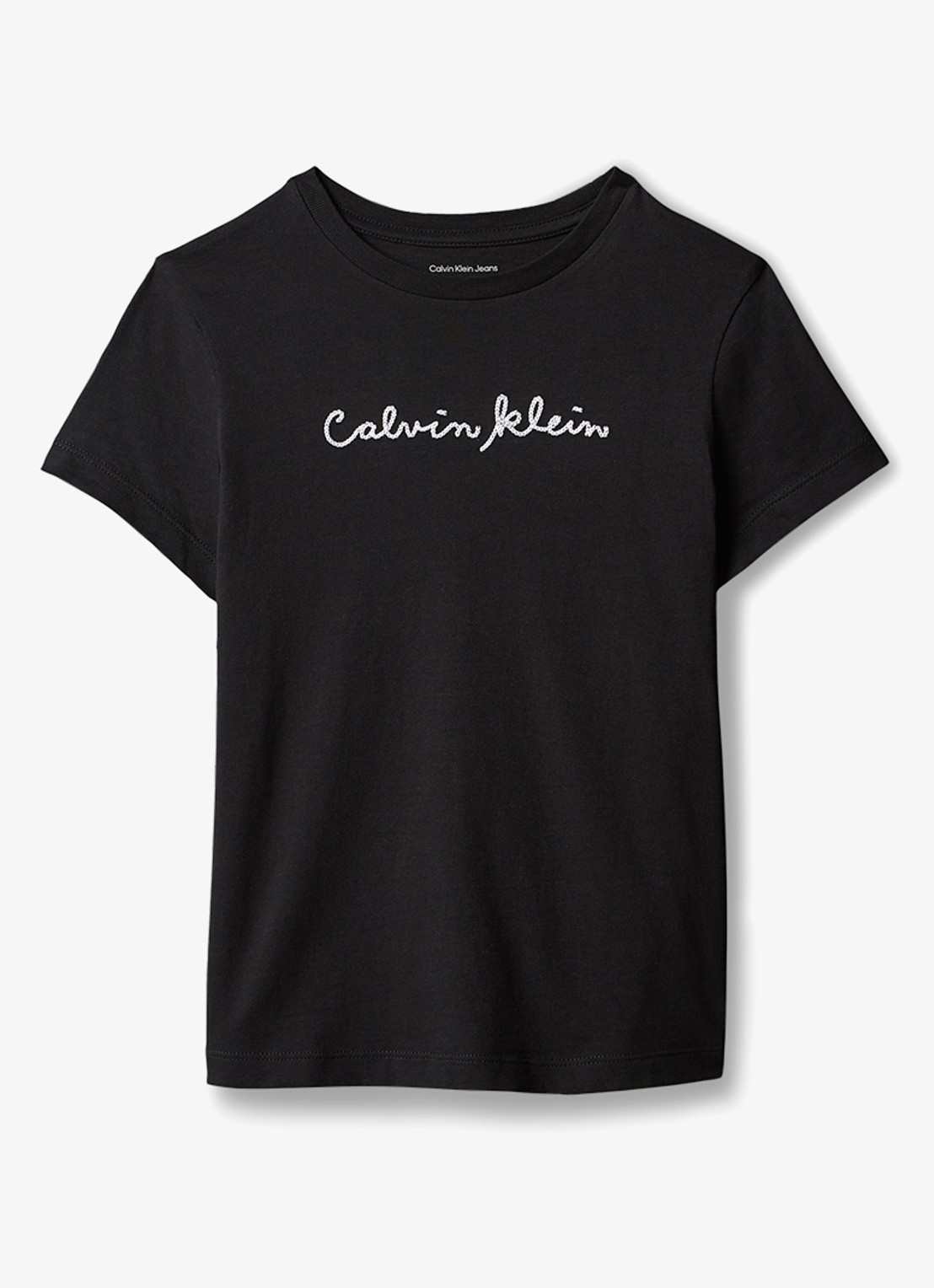 Calvin Klein T-shirt met logoborduring - voorkant 2 zwart