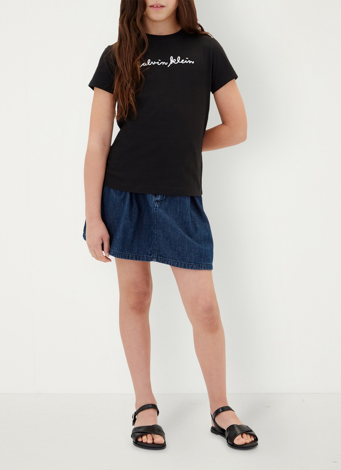 Calvin Klein T-shirt met logoborduring - voorkant 3 zwart