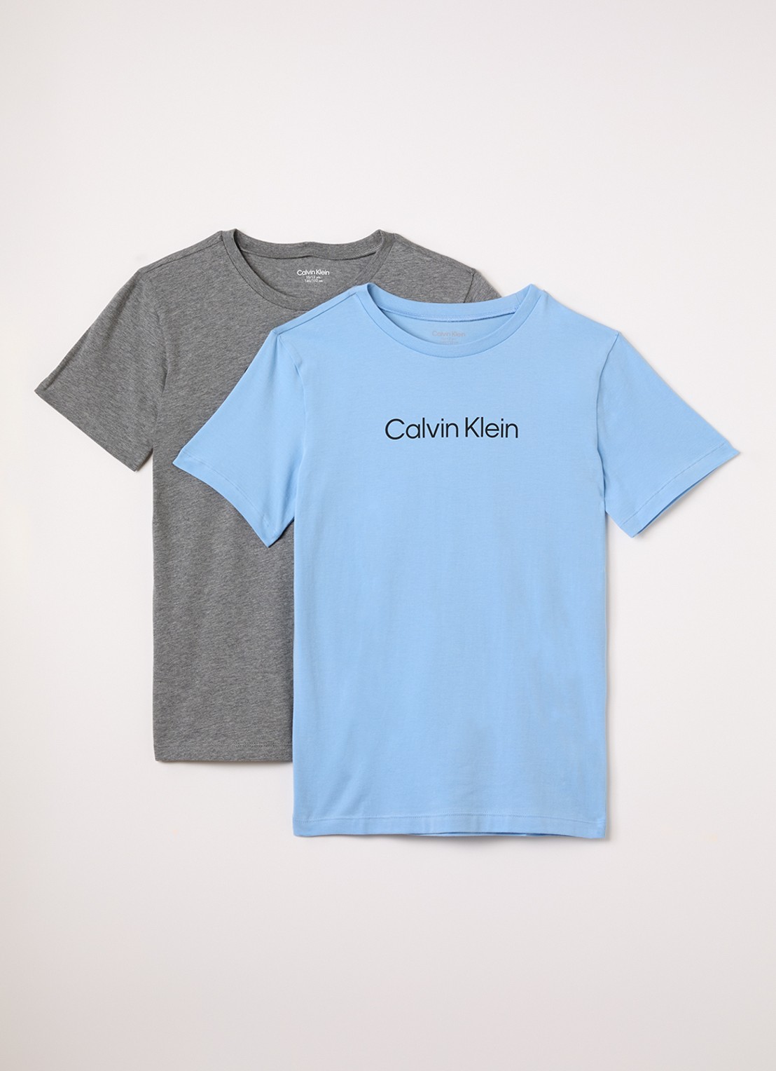 Calvin Klein T-shirt met logoprint in 2-pack - voorkant grijsmele