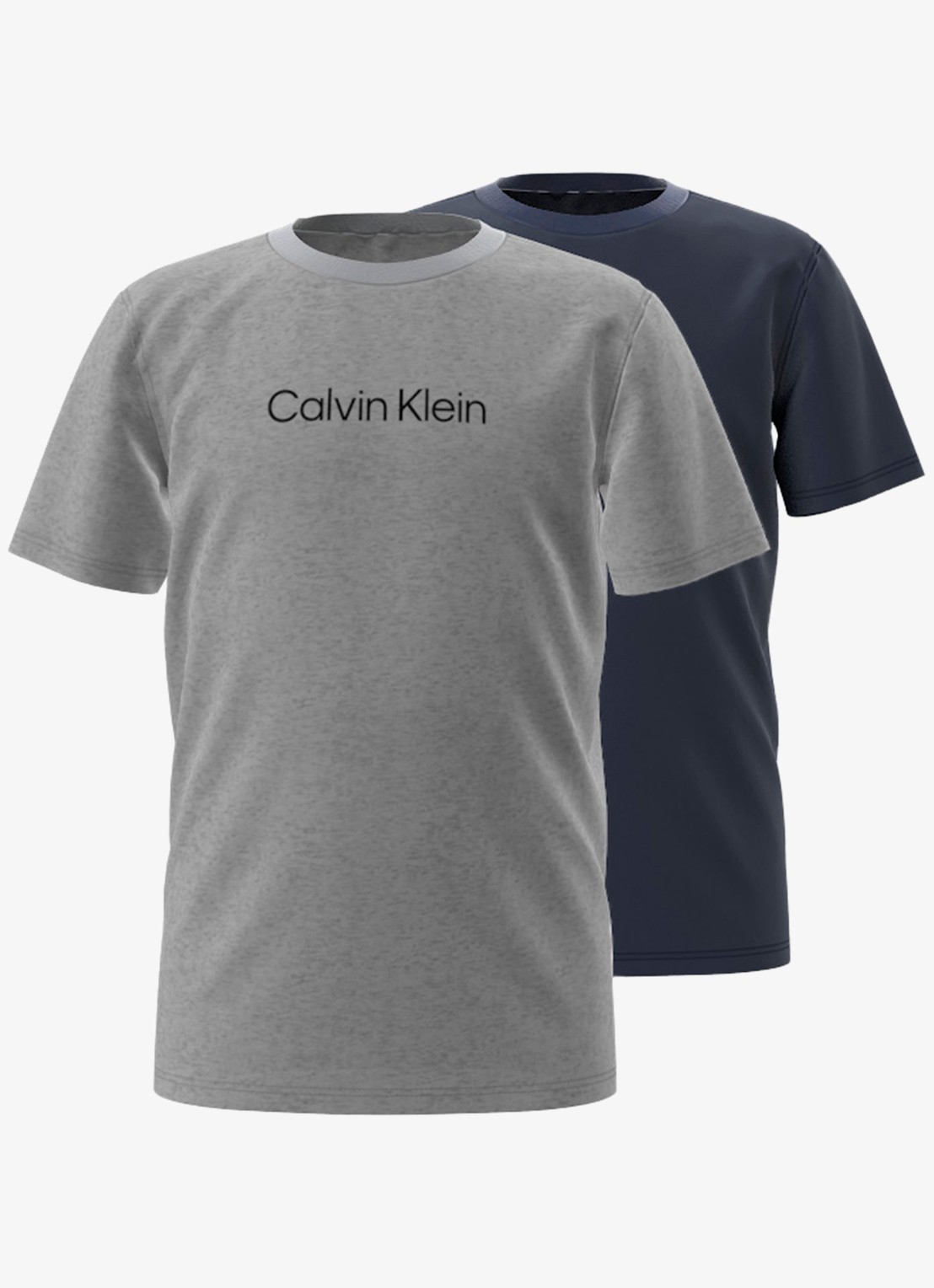 Calvin Klein T-shirt met logoprint in 2-pack - voorkant donkergrijs