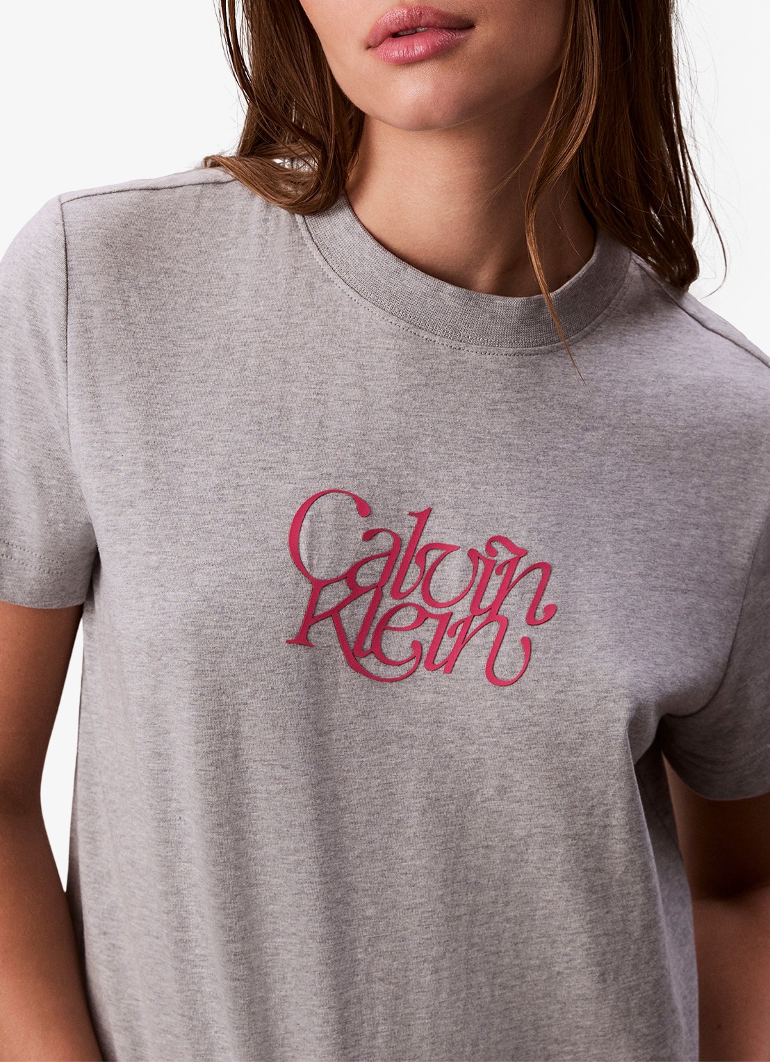 Calvin Klein T-shirt met logoprint - detail 2 grijs