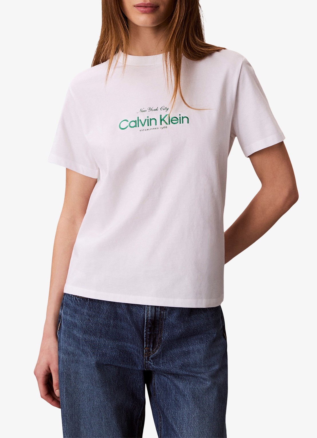 Calvin Klein T-shirt met logoprint - detail 2 wit