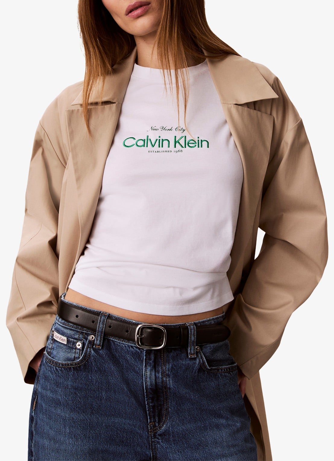 Calvin Klein T-shirt met logoprint - detail 3 wit