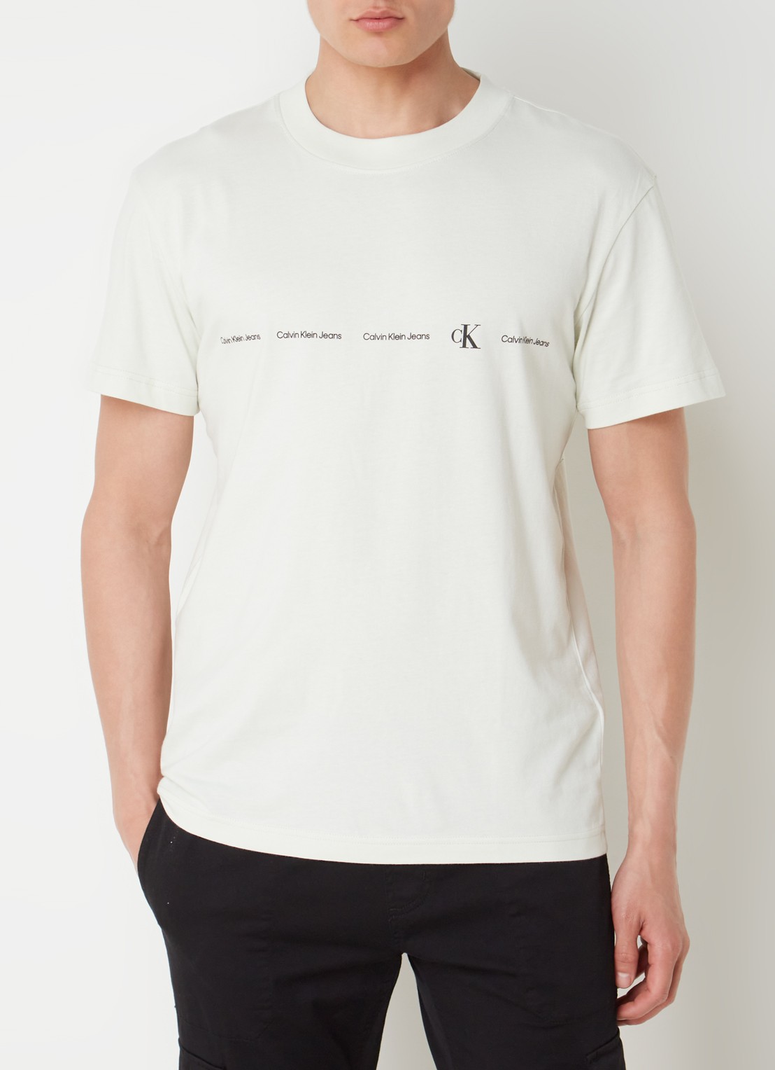 Calvin Klein T-shirt met logoprint - detail lindegroen