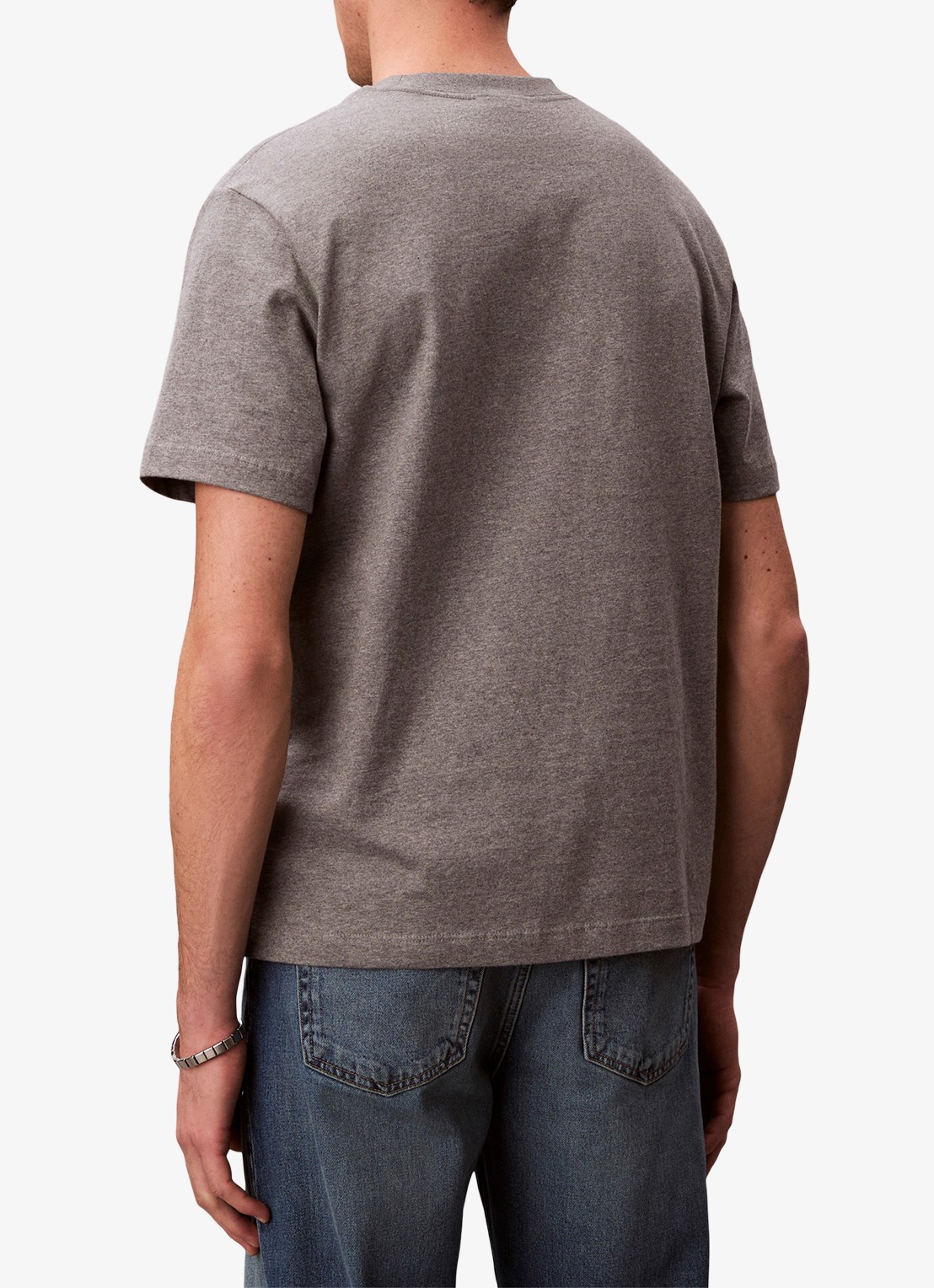 Calvin Klein T-shirt met logoprint - achterkant 3 med grey htr-p7e