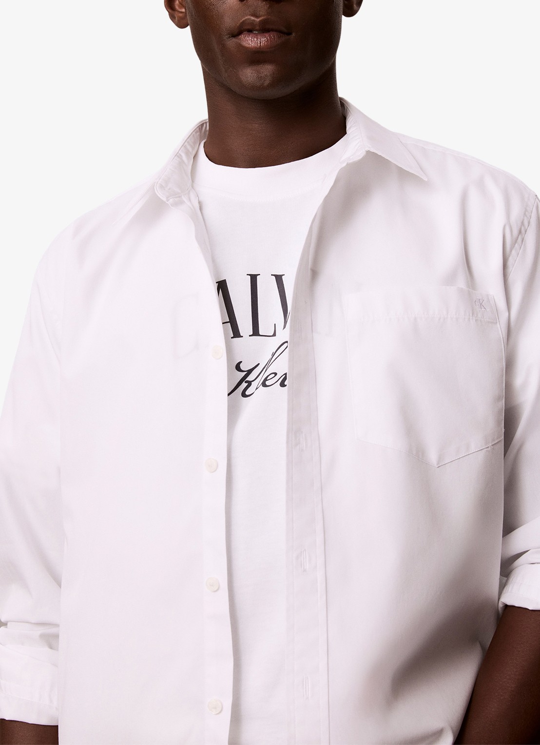 Calvin Klein T-shirt met logoprint - detail 4 wit