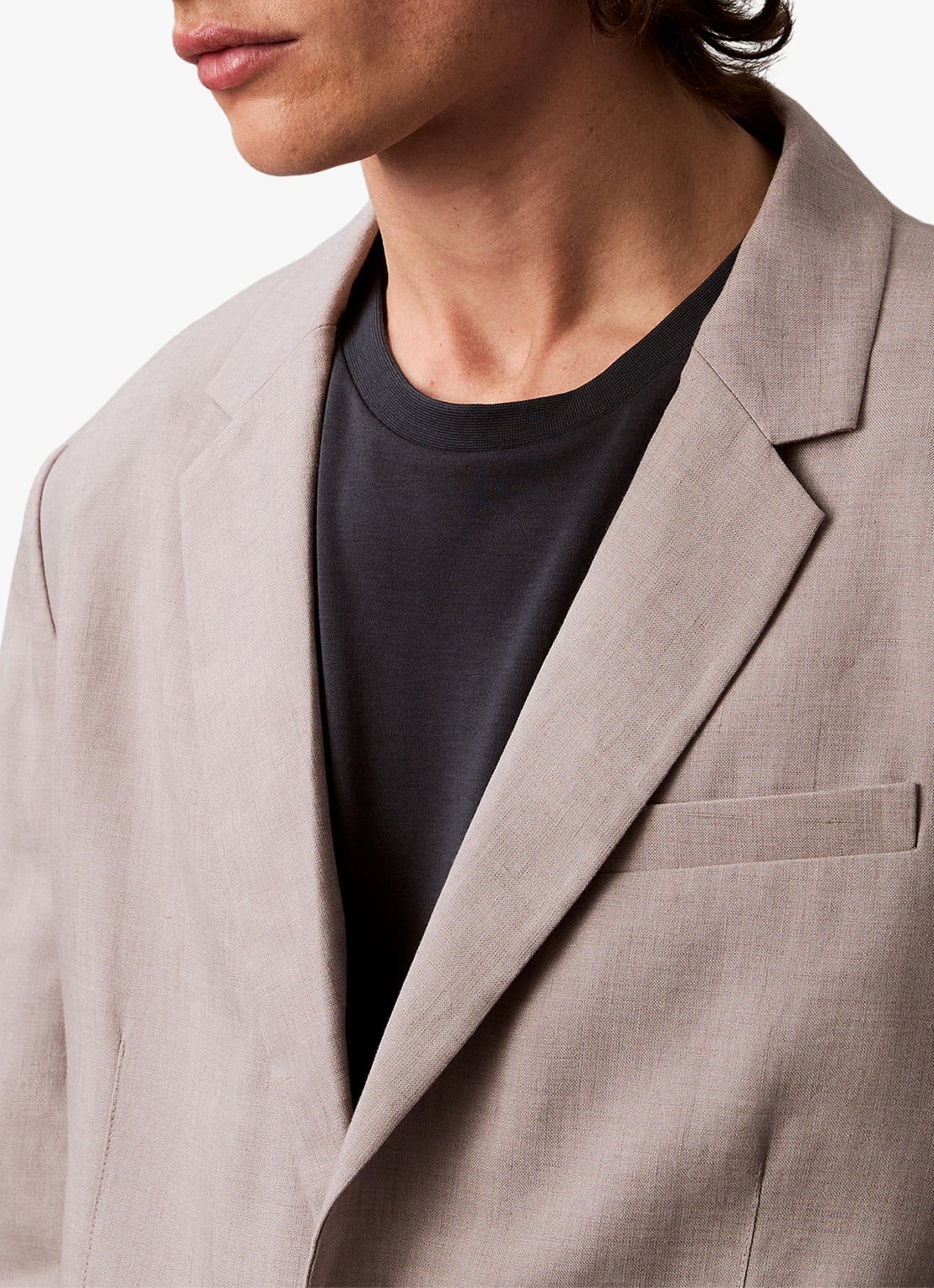 Calvin Klein T-shirt met ronde hals  - detail 3 donkerblauw