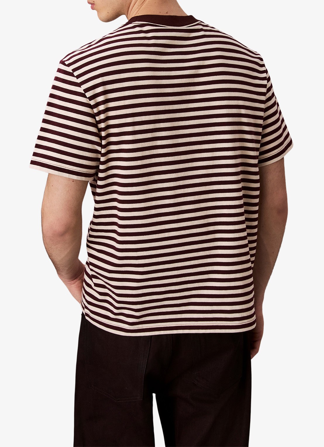 Calvin Klein T-shirt met streepprint en logo - achterkant 3 bruin