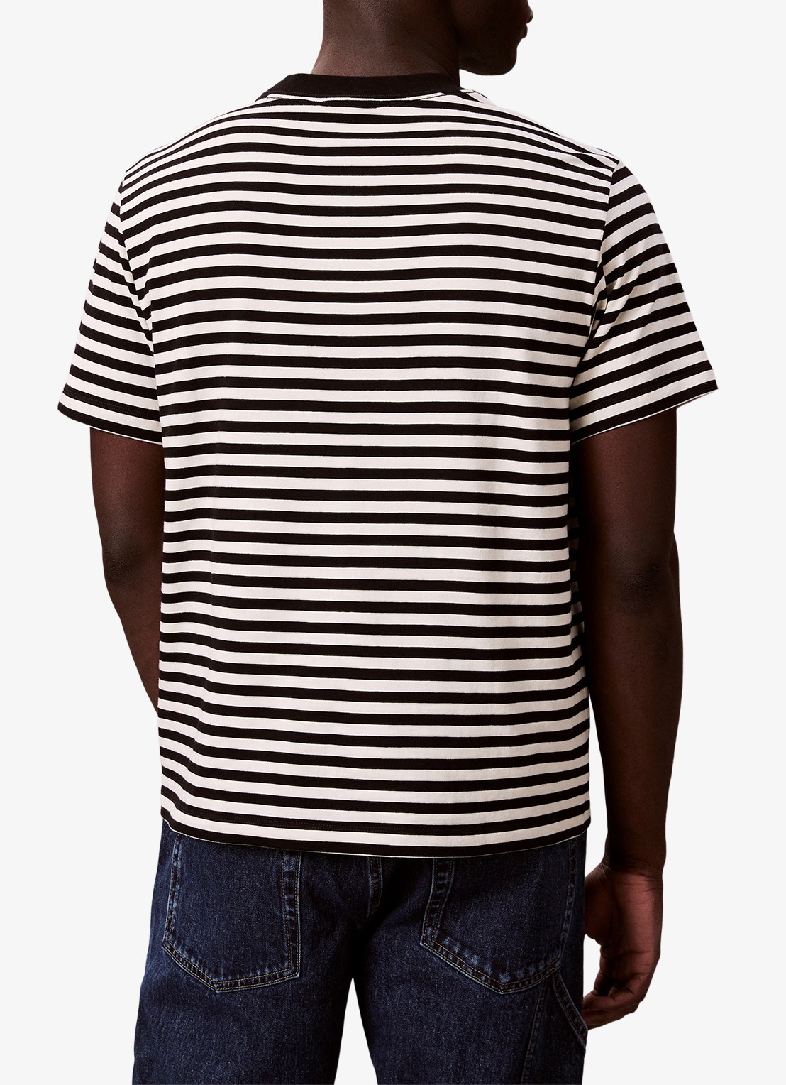 Calvin Klein T-shirt met streepprint en logo - achterkant zwart
