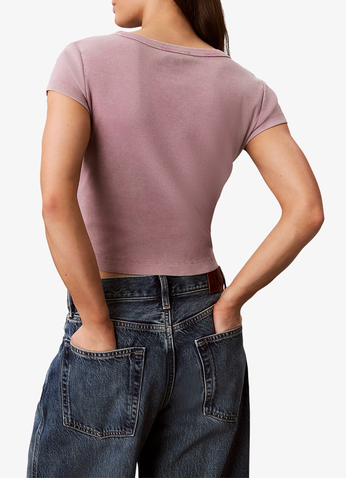 Calvin Klein T-shirt met verwassen afwerking - achterkant 3 oudroze