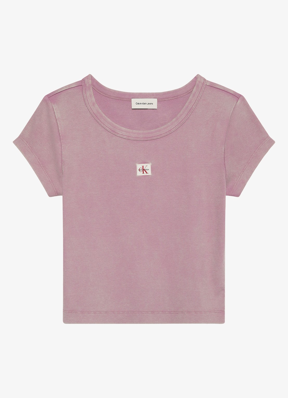 Calvin Klein T-shirt met verwassen afwerking - voorkant oudroze