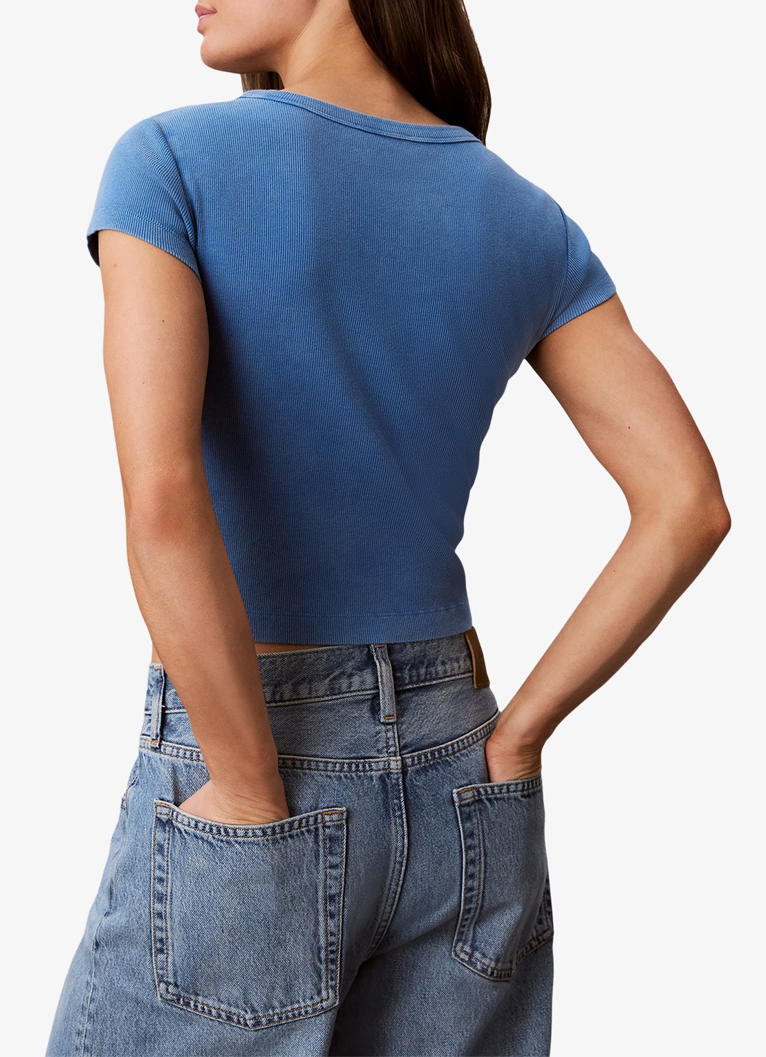 Calvin Klein T-shirt met verwassen afwerking - achterkant 6 blauw