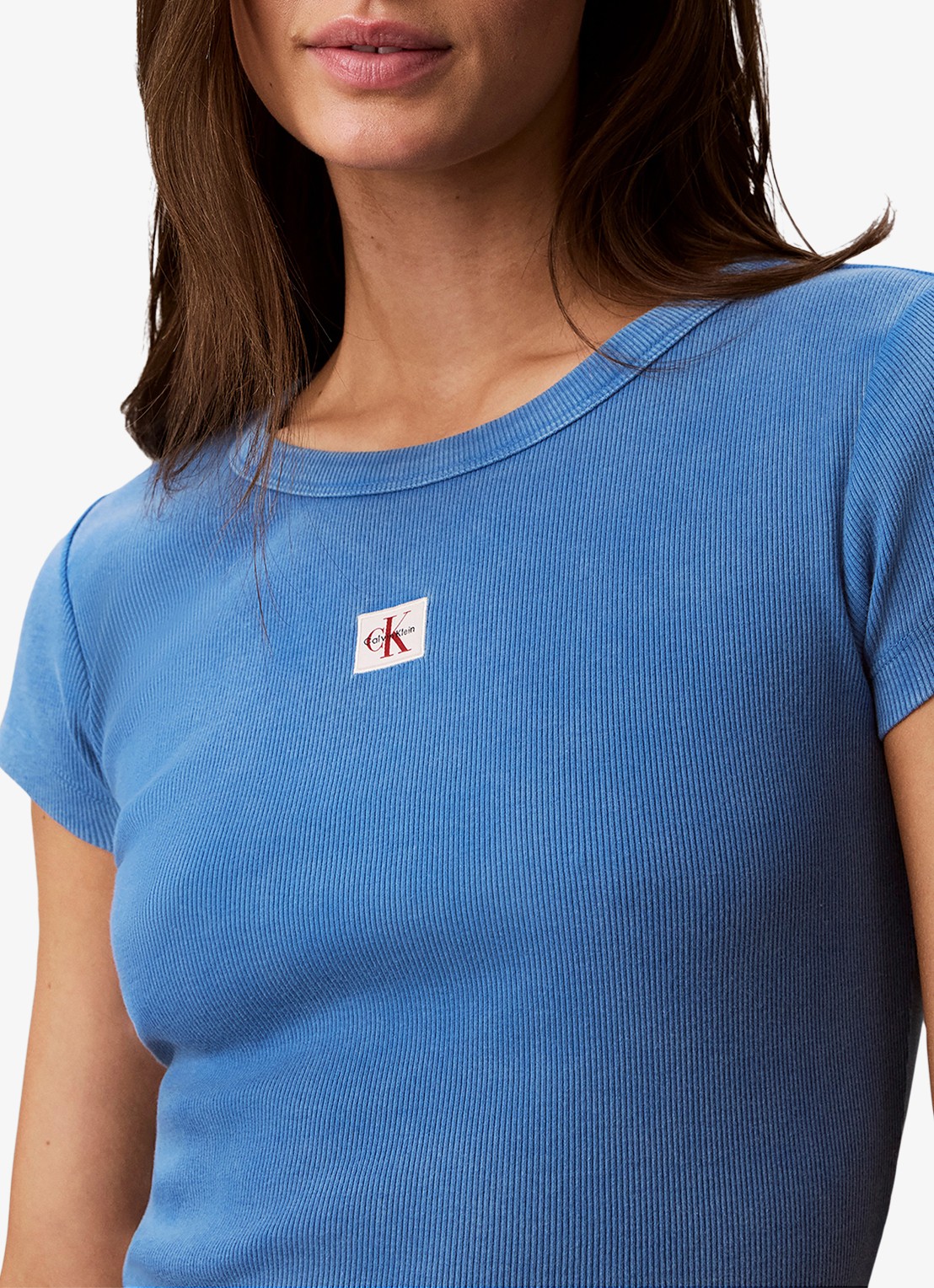 Calvin Klein T-shirt met verwassen afwerking - detail 2 blauw