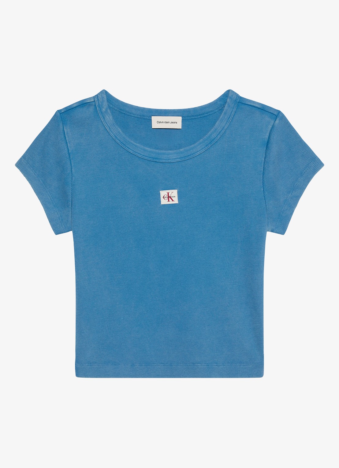 Calvin Klein T-shirt met verwassen afwerking - voorkant 4 blauw