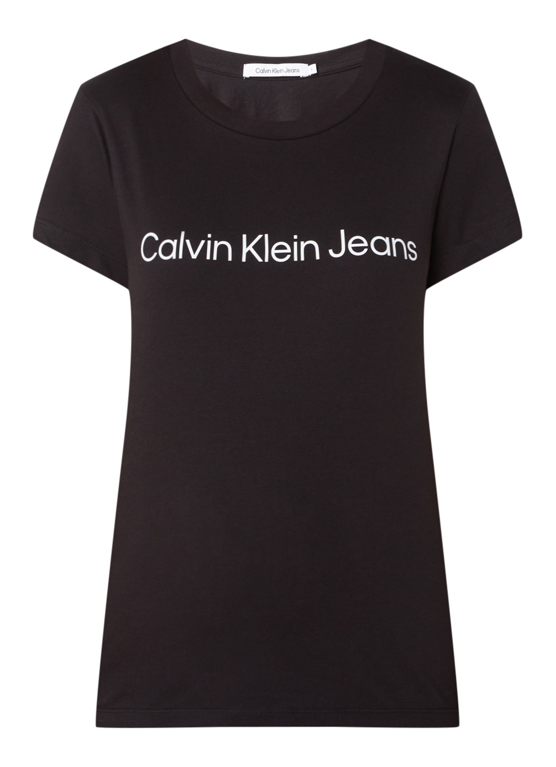 Calvin Klein T-shirt van katoen met logoprint  - voorkant zwart