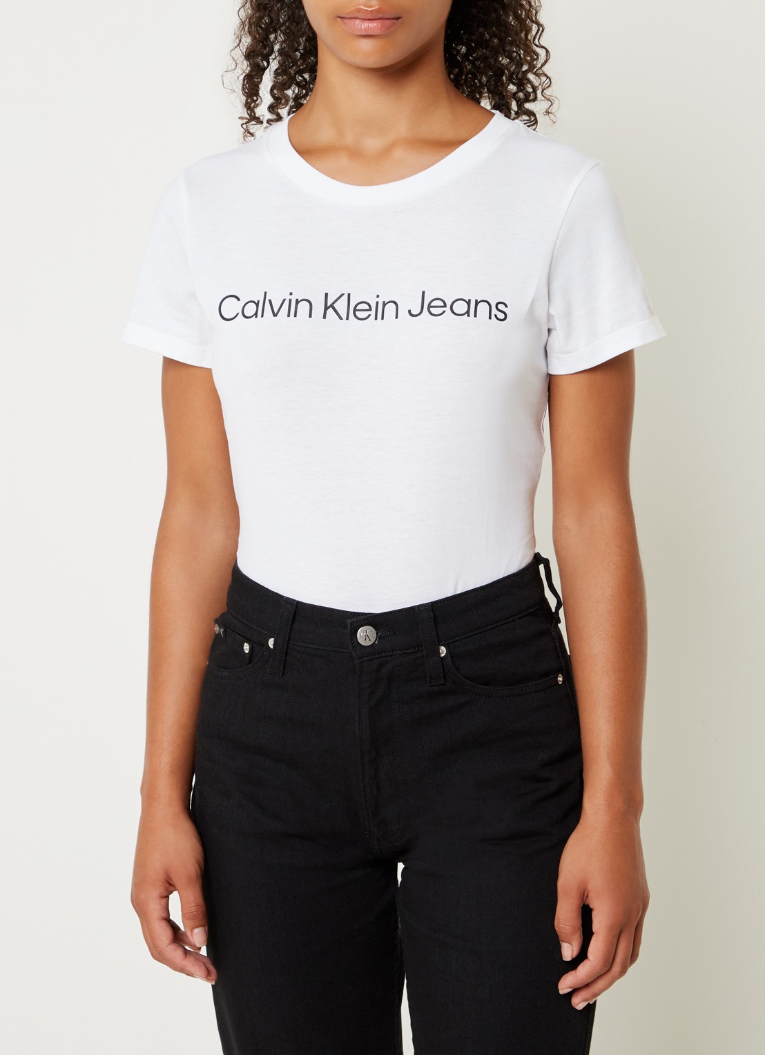 Calvin Klein T-shirt van katoen met logoprint  - detail wit