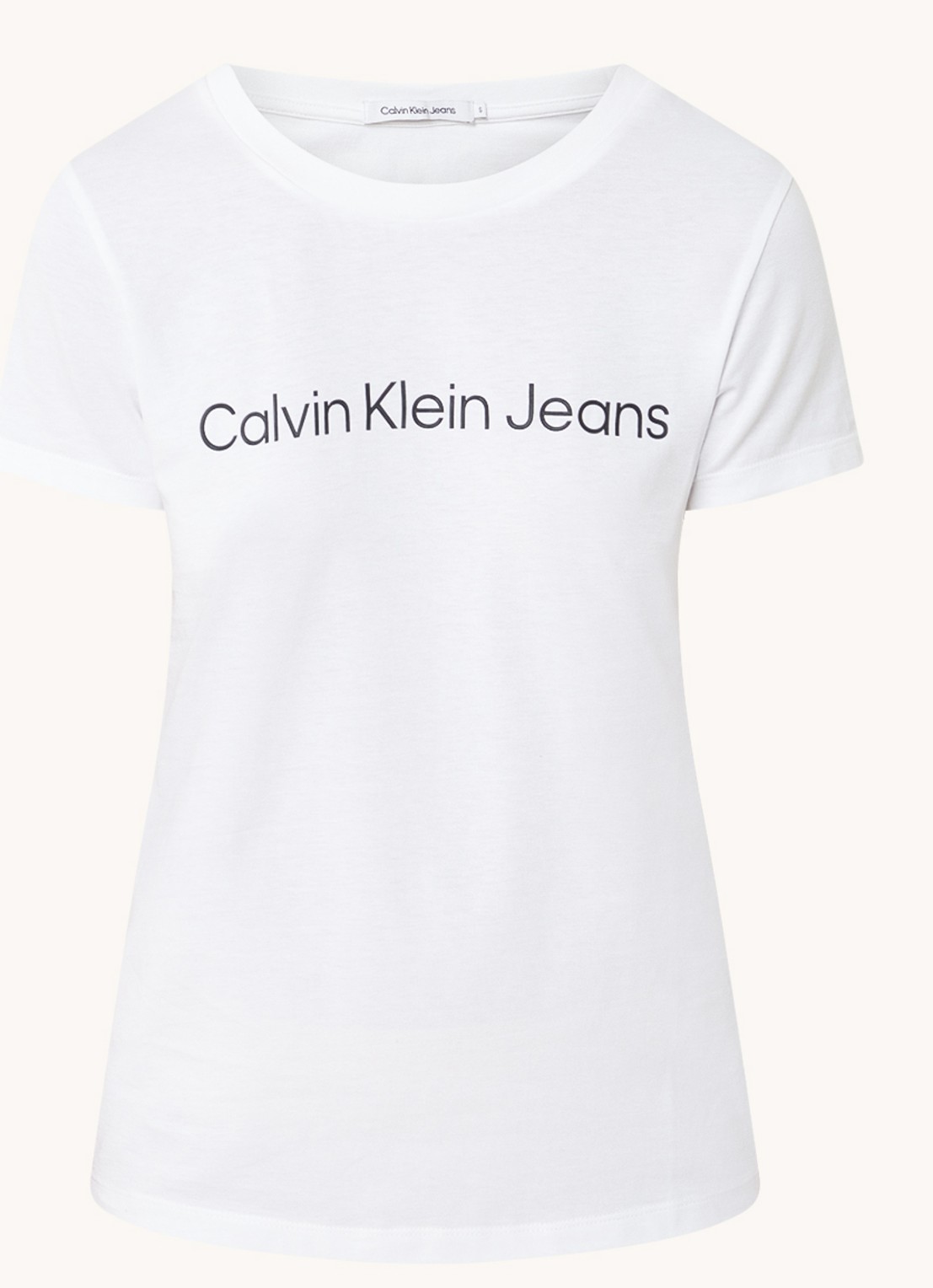 Calvin Klein T-shirt van katoen met logoprint  - voorkant 3 wit