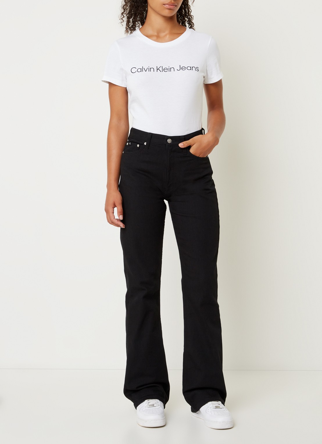 Calvin Klein T-shirt van katoen met logoprint  - voorkant 4 wit