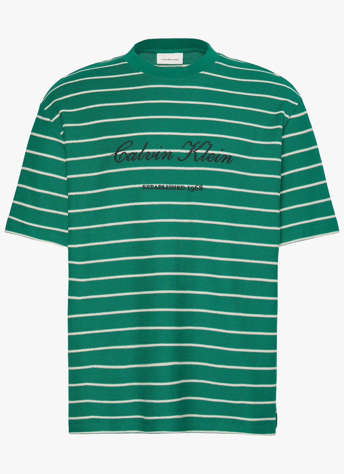 Calvin Klein T-shirt van katoen - voorkant donkergroen