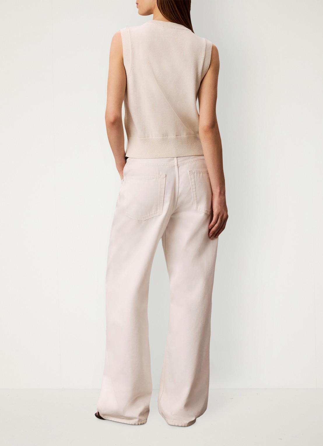 Calvin Klein Tanktop met ingebreid logo - achterkant creme