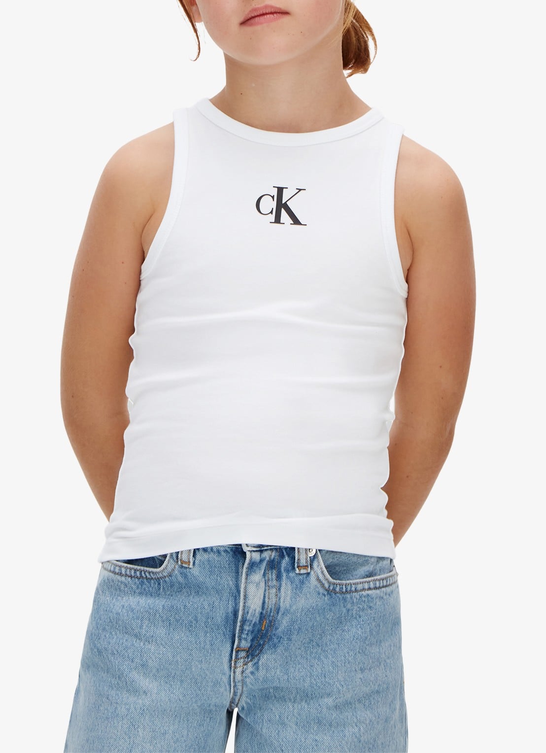 Calvin Klein Tanktop met logo - detail 3 wit