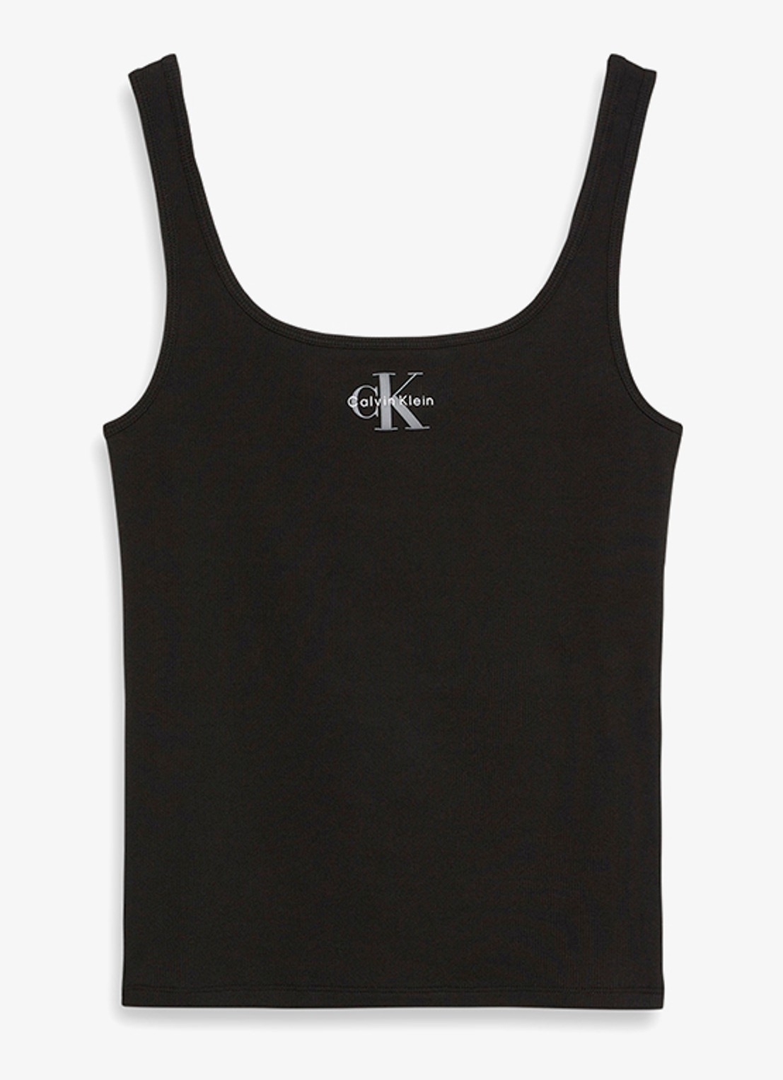 Calvin Klein Tanktop met logoborduring en ribstructuur - voorkant 5 zwart