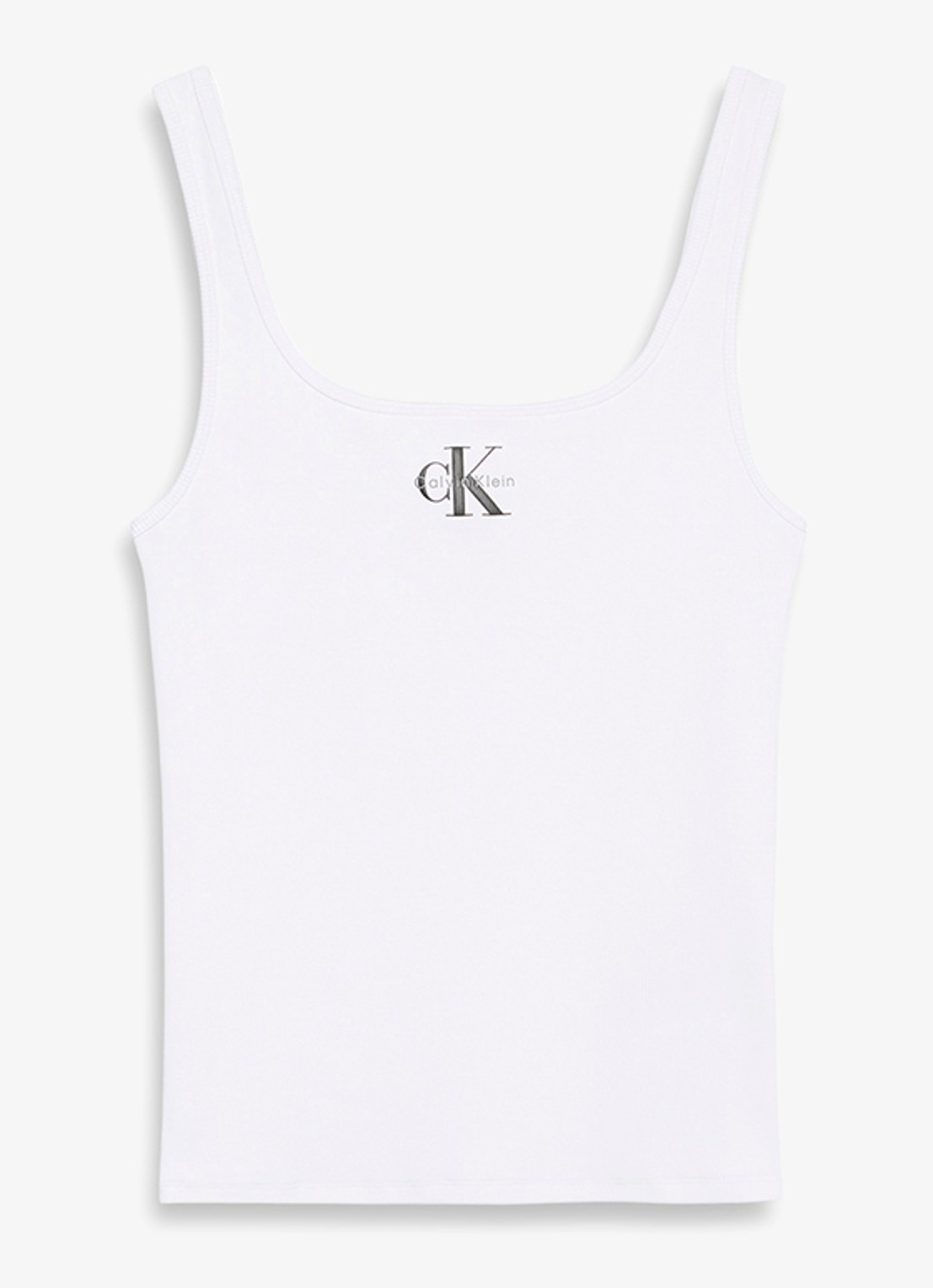 Calvin Klein Tanktop met logoborduring en ribstructuur - voorkant wit