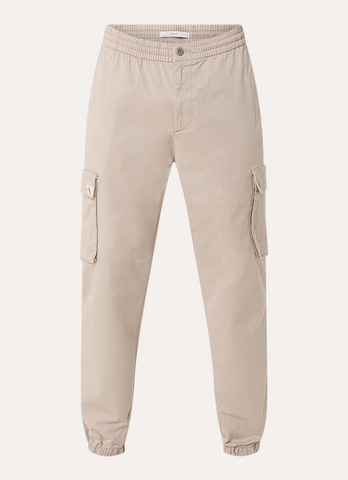 Calvin Klein Tapered fit cargobroek met logo - voorkant 4 beige