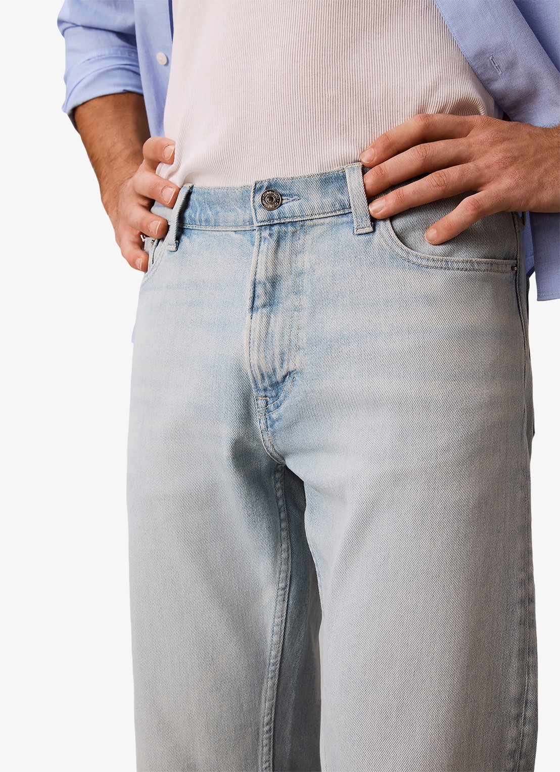 Calvin Klein Tapered fit Jeans met steekzakken - detail 3 vintage whisper-za5 /  lichtblauw