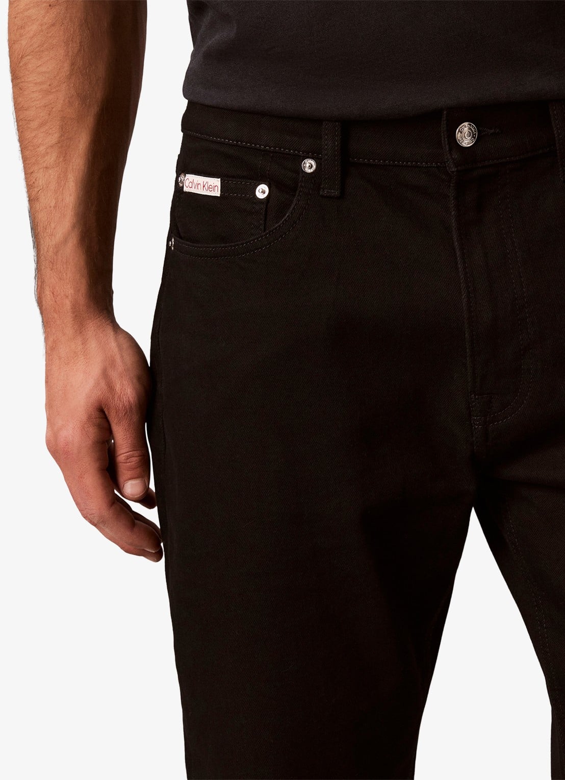 Calvin Klein Tapered fit jeans met steekzakken - detail 3 zwart
