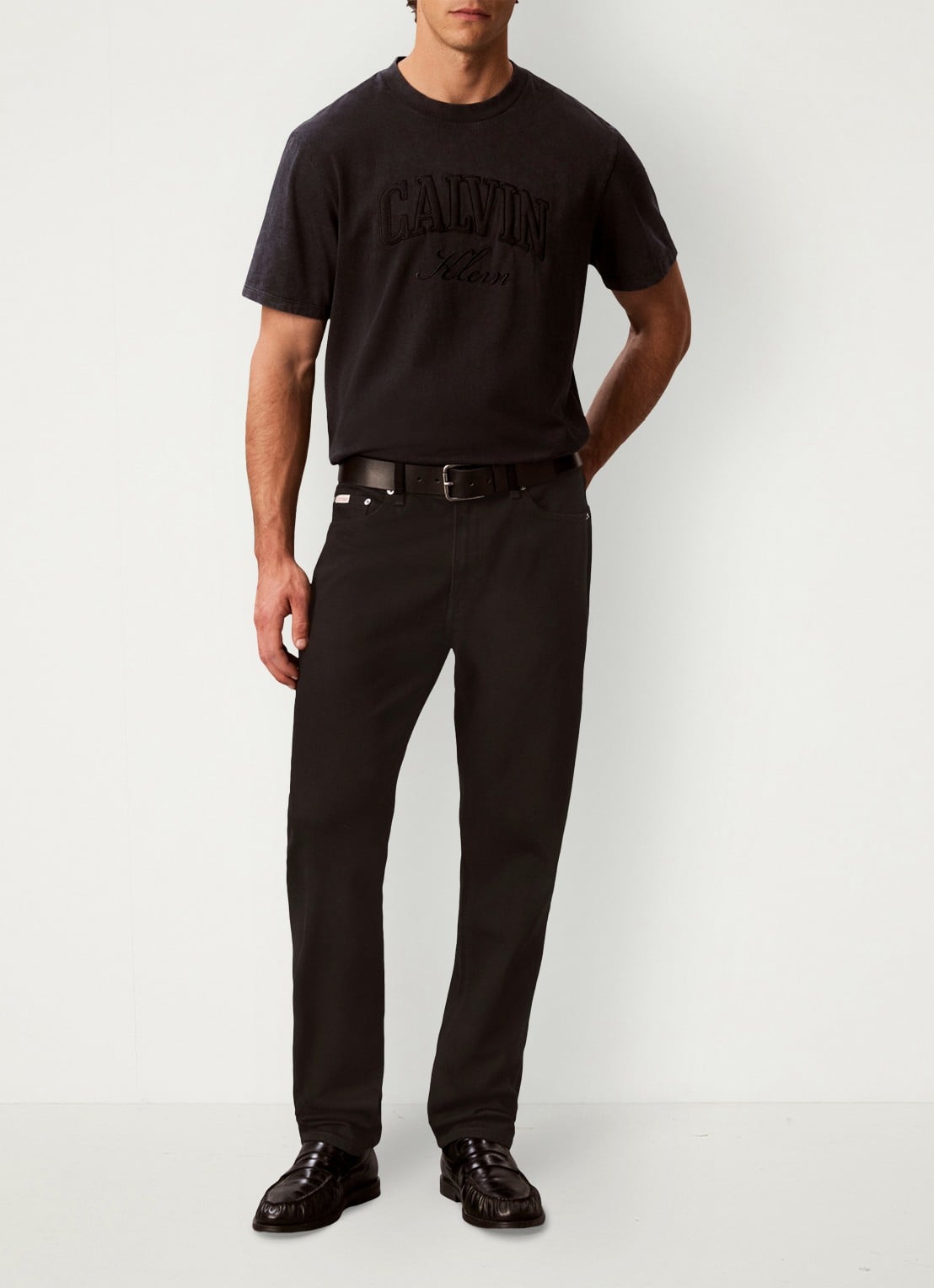 Calvin Klein Tapered fit jeans met steekzakken - voorkant 7 zwart