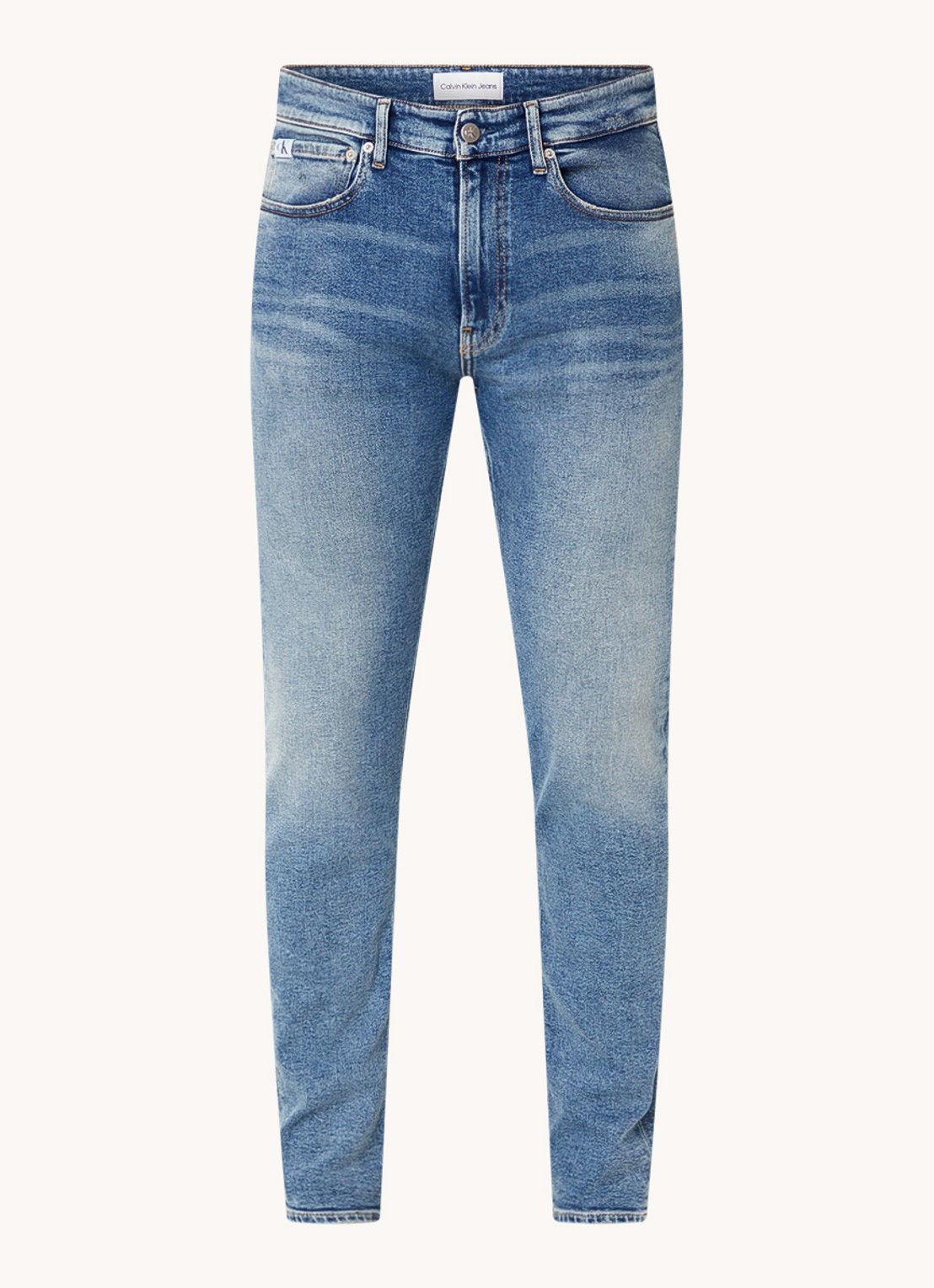Calvin Klein Tapered jeans met medium wassing - voorkant 2 indigo