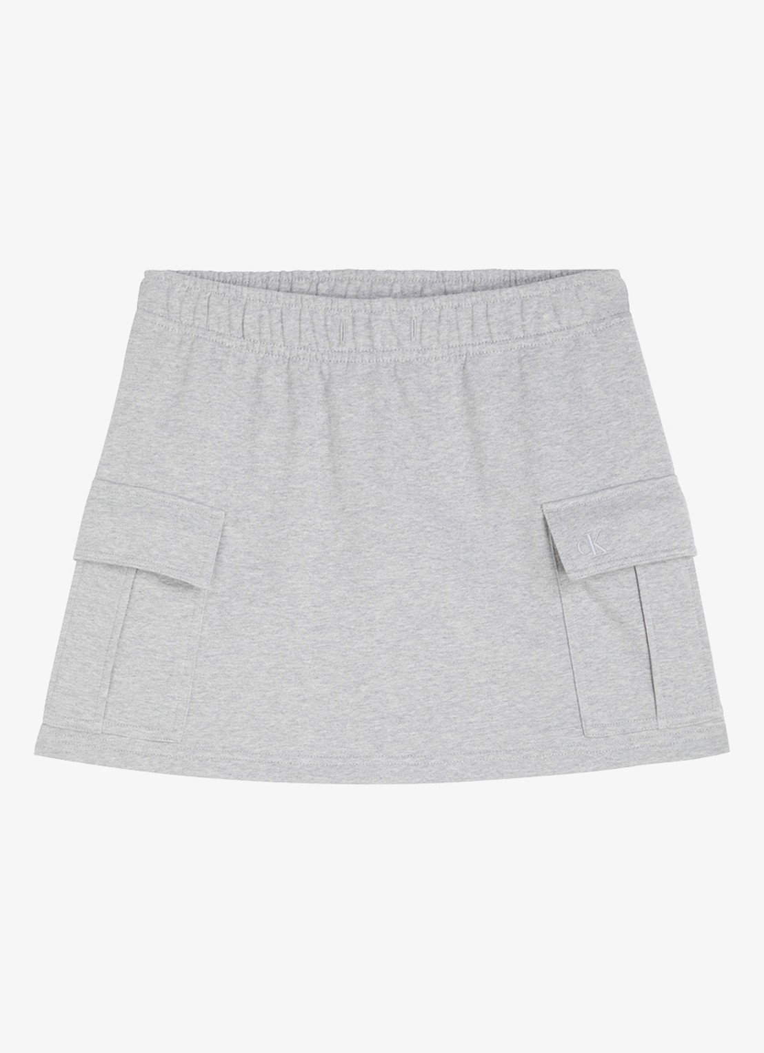 Calvin Klein Terry Cargo minirok met klepzakken - voorkant grijsmele