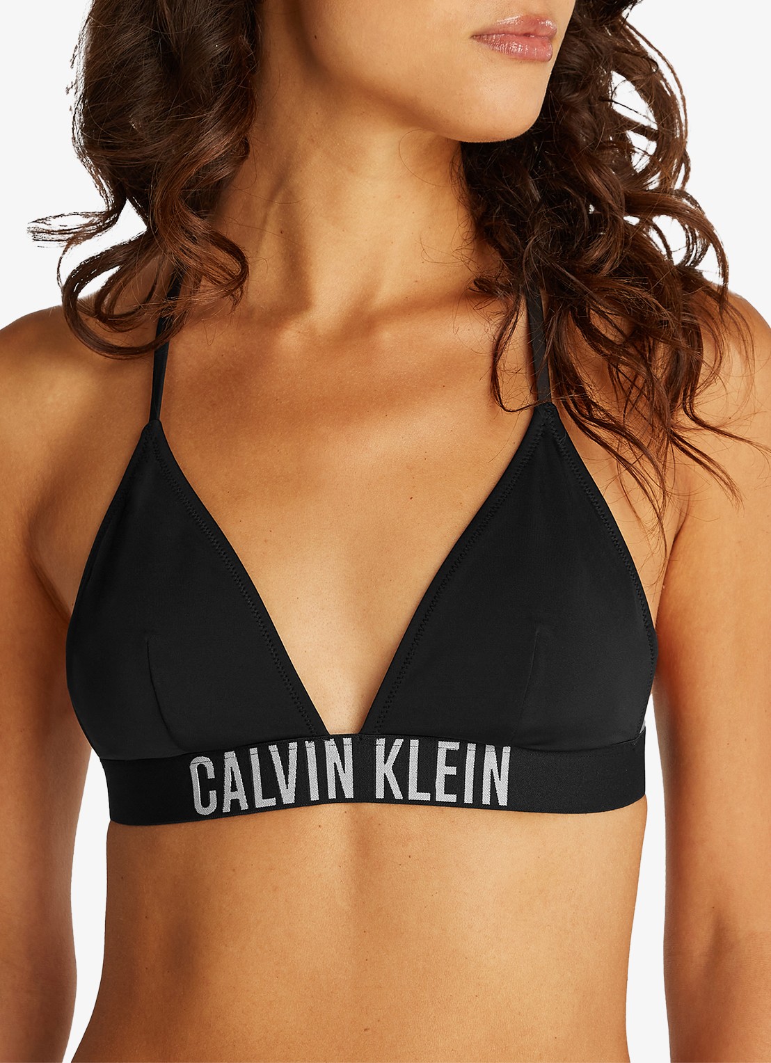 Calvin Klein Triangle bikinitop met logo en uitneembare vulling - detail 4 zwart