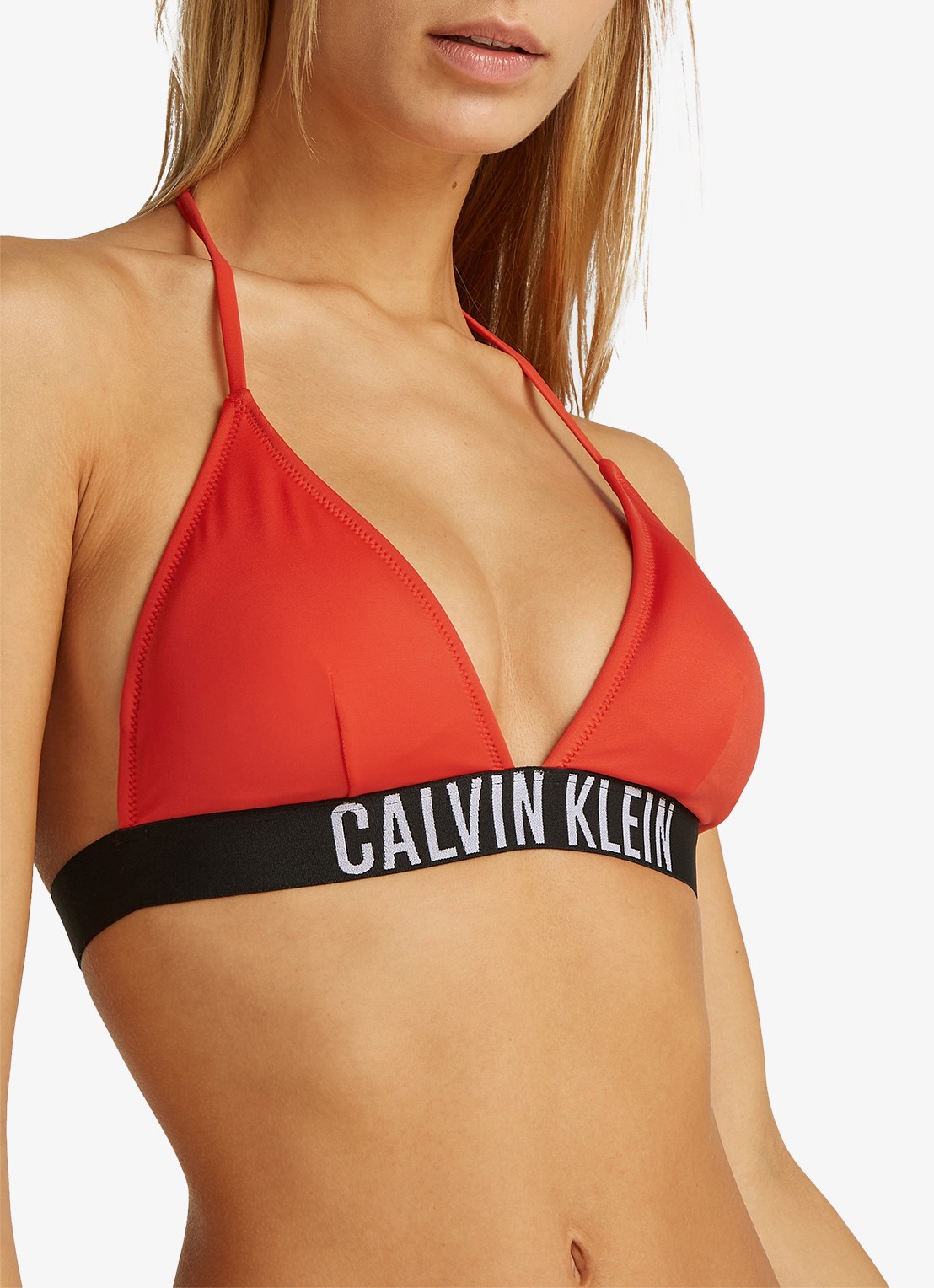 Calvin Klein Triangle bikinitop met logo en uitneembare vulling - detail 4 rood