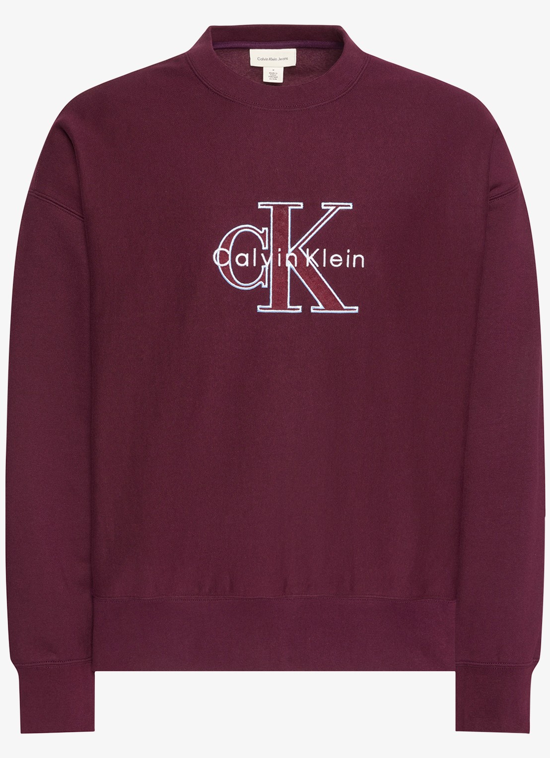 Calvin Klein Trui met logoborduring - voorkant bordeauxrood