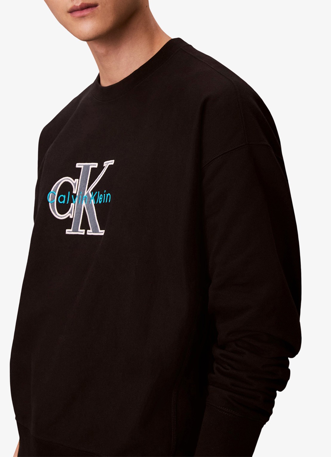 Calvin Klein Trui met logoborduring - detail 3 zwart