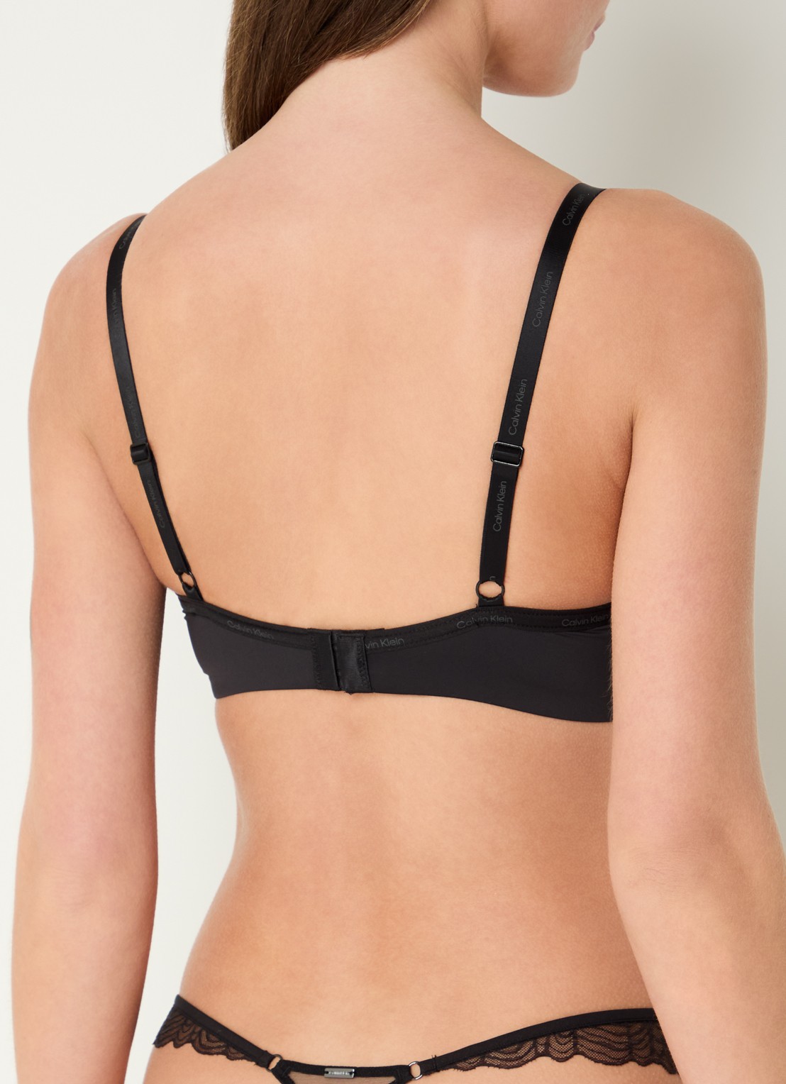 Calvin Klein Unlined balconette bh met kant - achterkant zwart