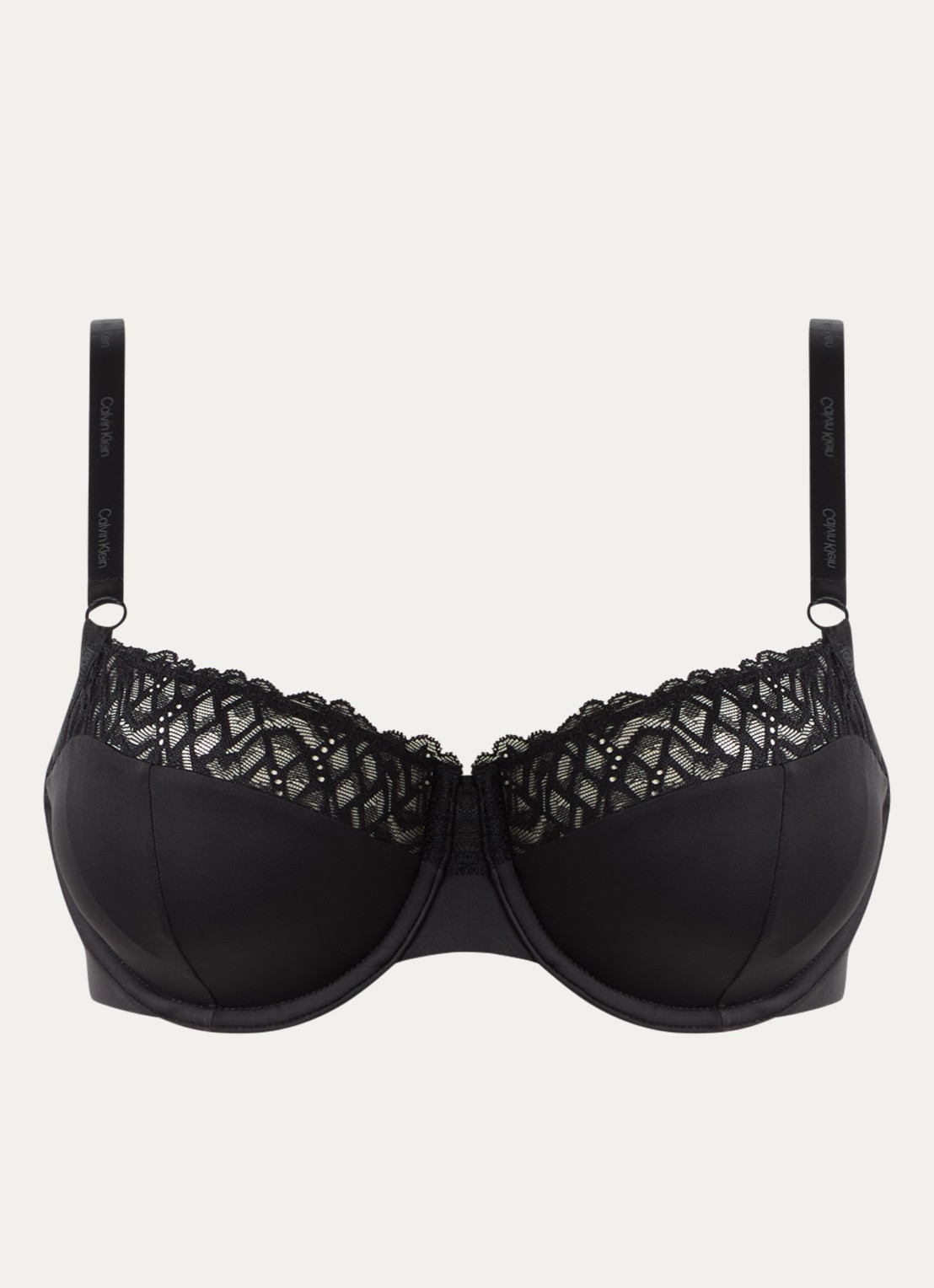 Calvin Klein Unlined balconette bh met kant - voorkant 2 zwart