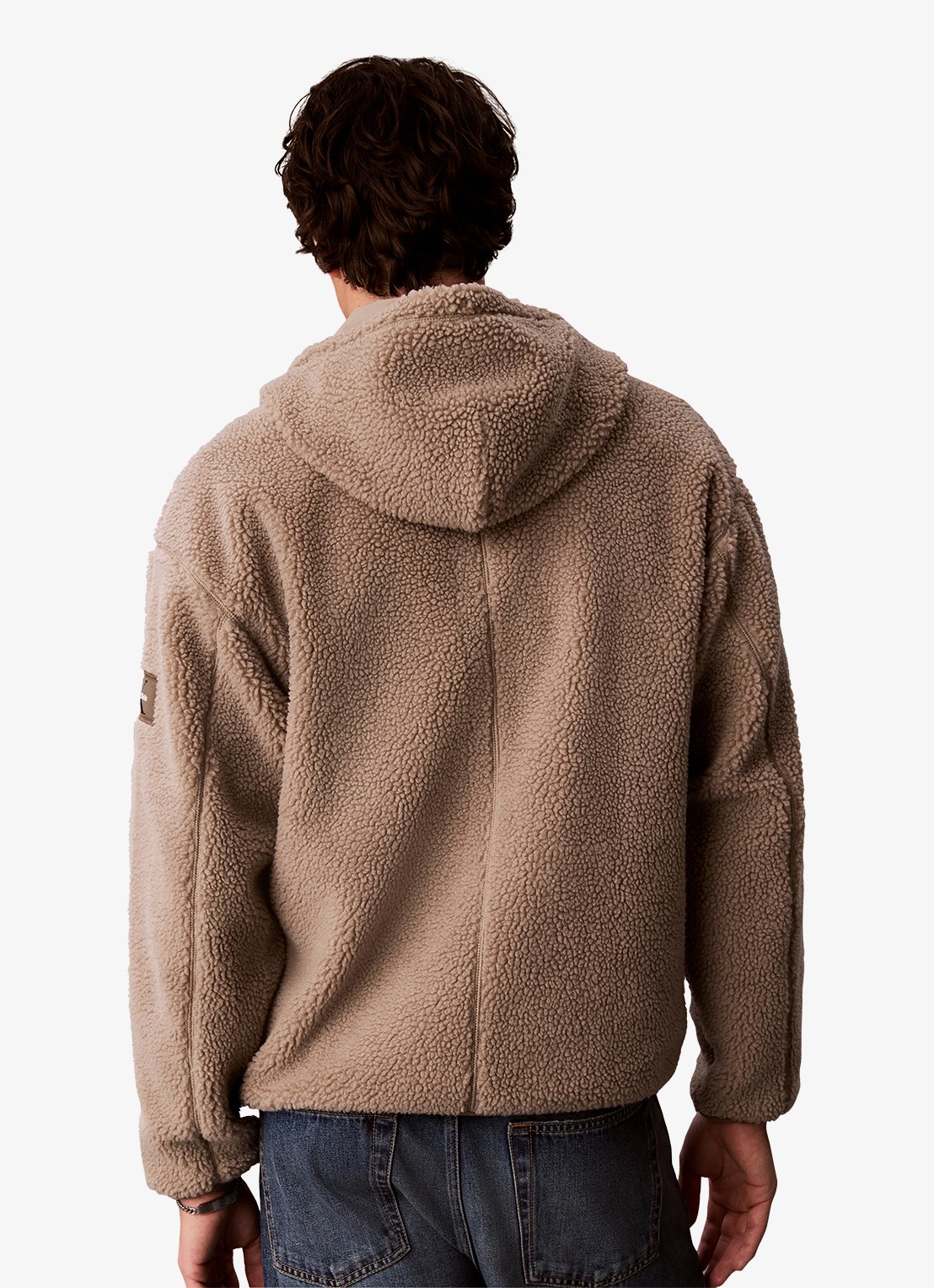 Calvin Klein Vest van teddy met logo - achterkant lichtbruin