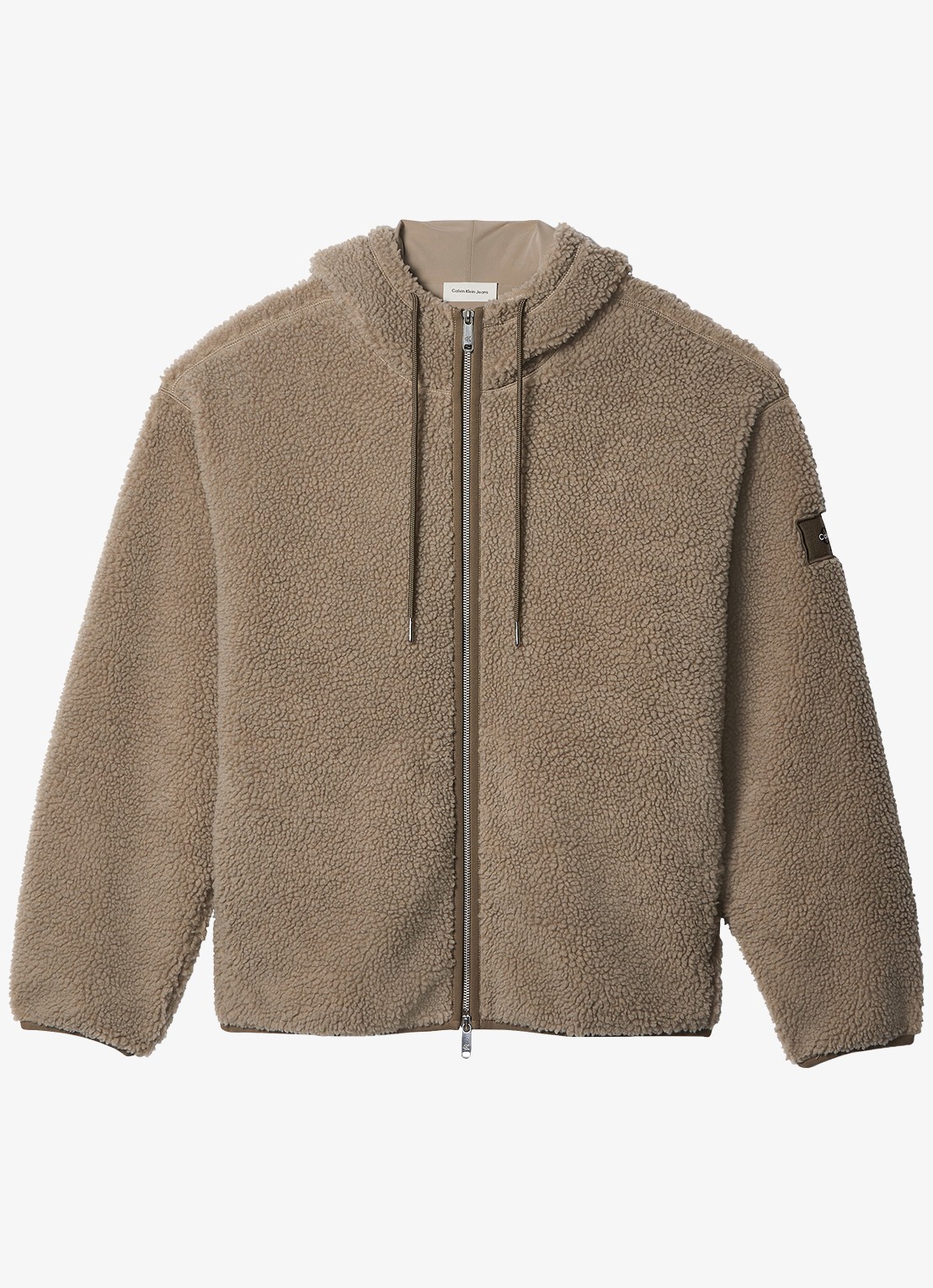 Calvin Klein Vest van teddy met logo - voorkant 5 lichtbruin