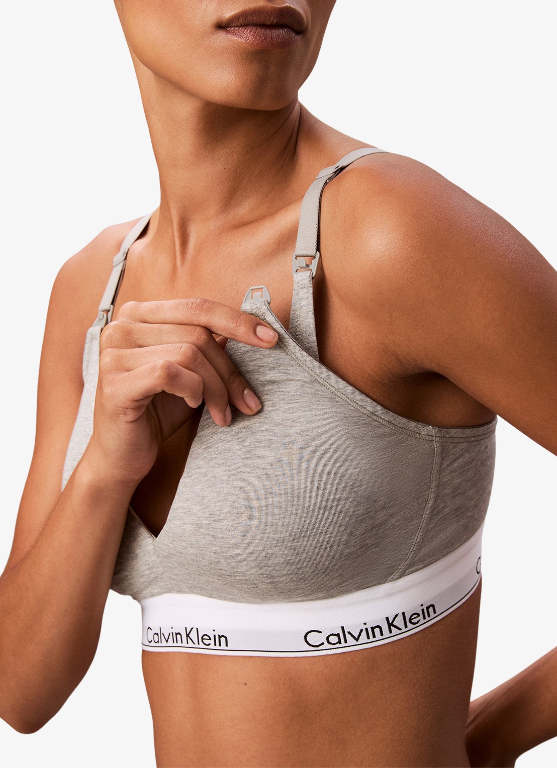 Calvin Klein Voedings bralette met logoband - detail 2 grijs