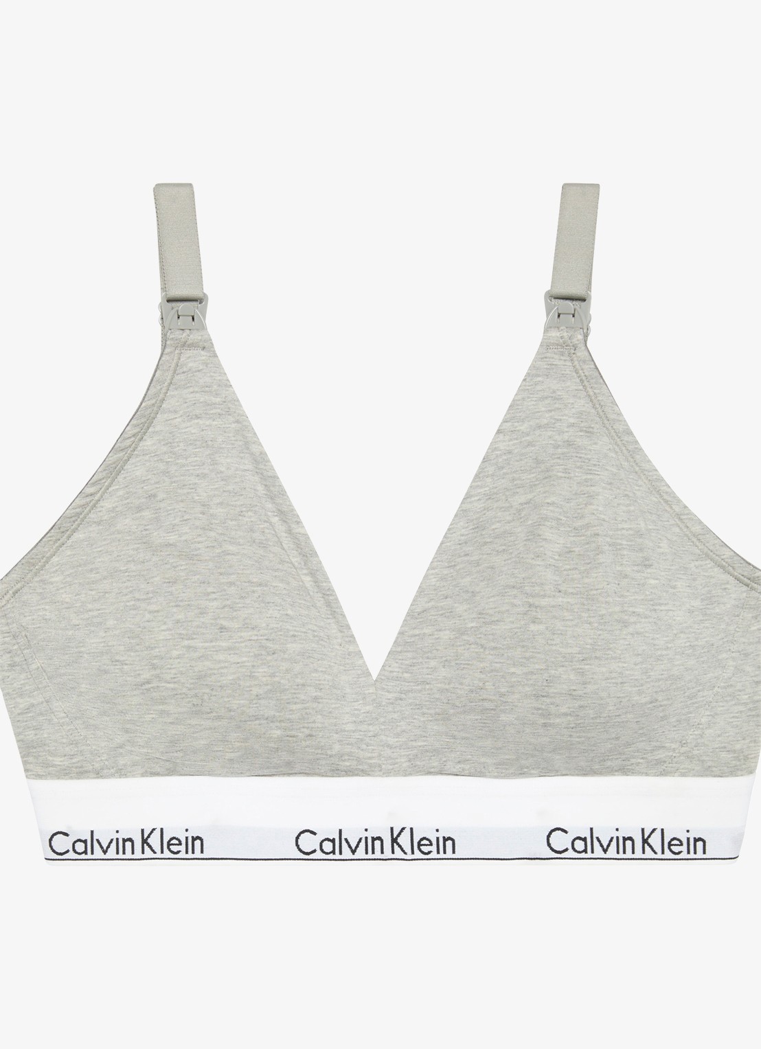 Calvin Klein Voedings bralette met logoband - voorkant 5 grijs