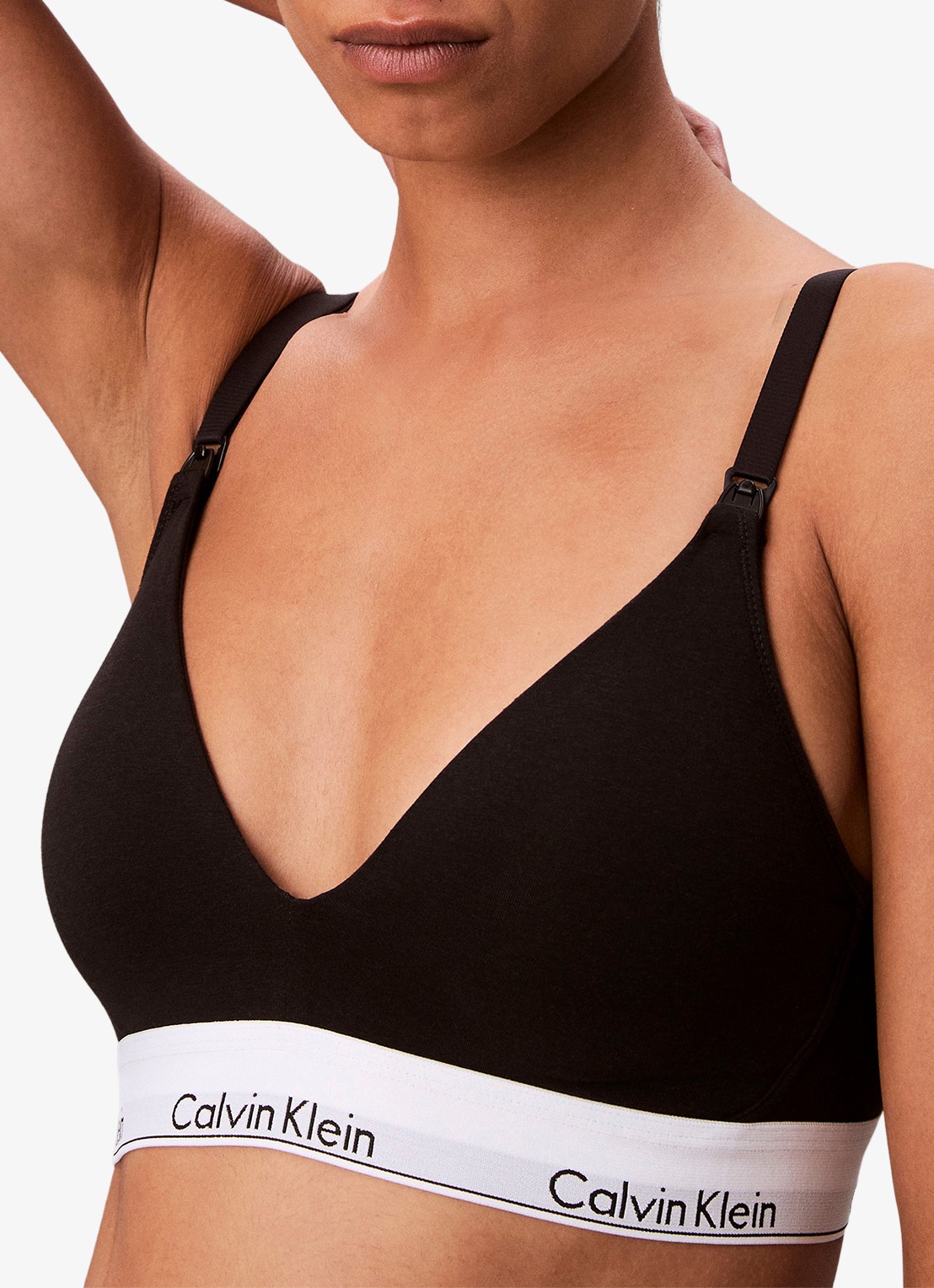 Calvin Klein Voedings bralette met logoband - detail 3 zwart