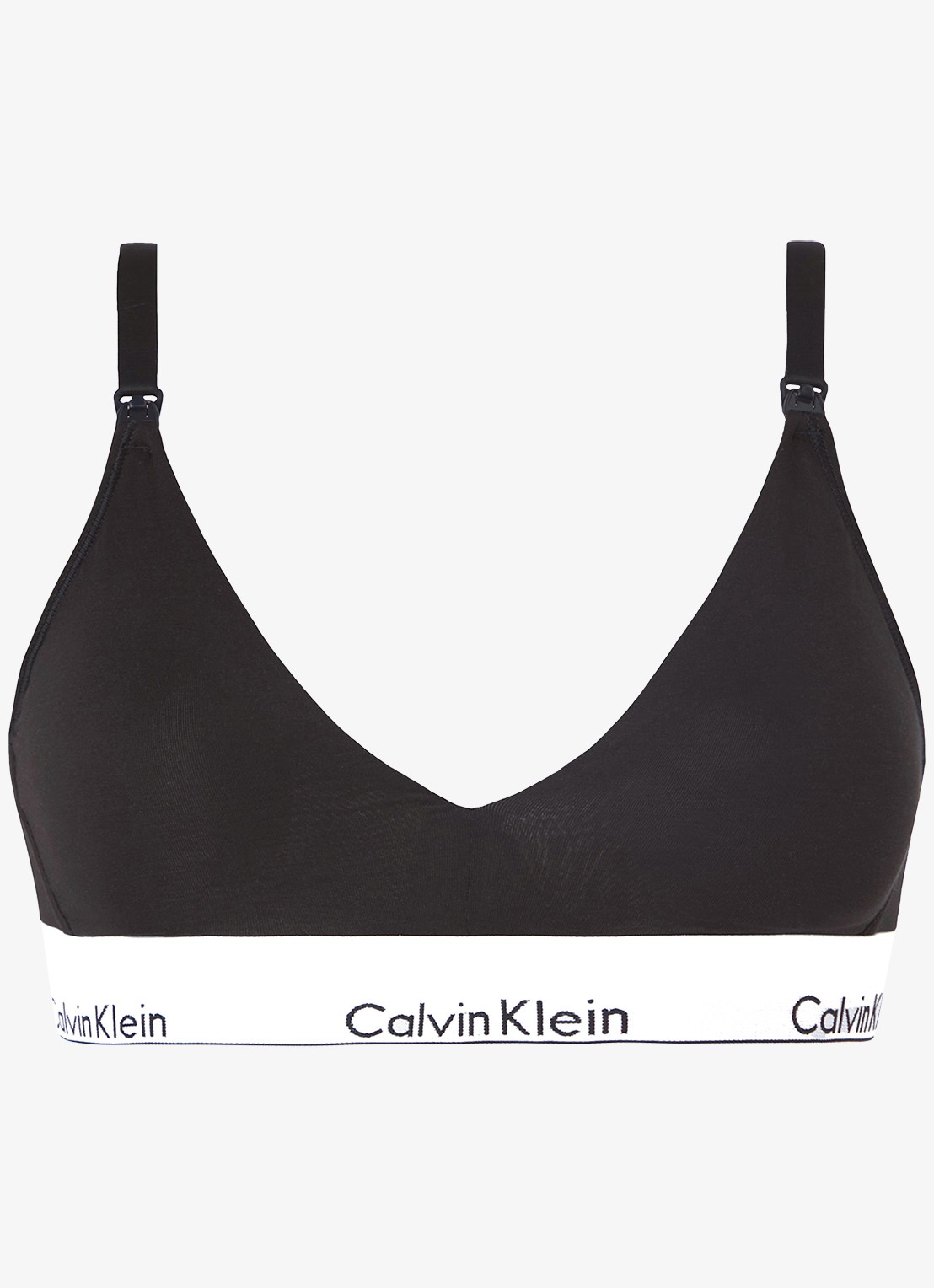 Calvin Klein Voedings bralette met logoband - voorkant zwart