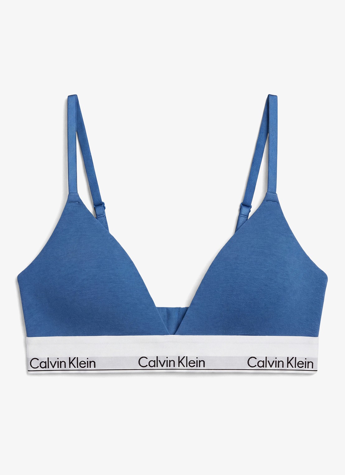 Calvin Klein Voorgevormde bralette met logoband - voorkant poseidon blue-c2l