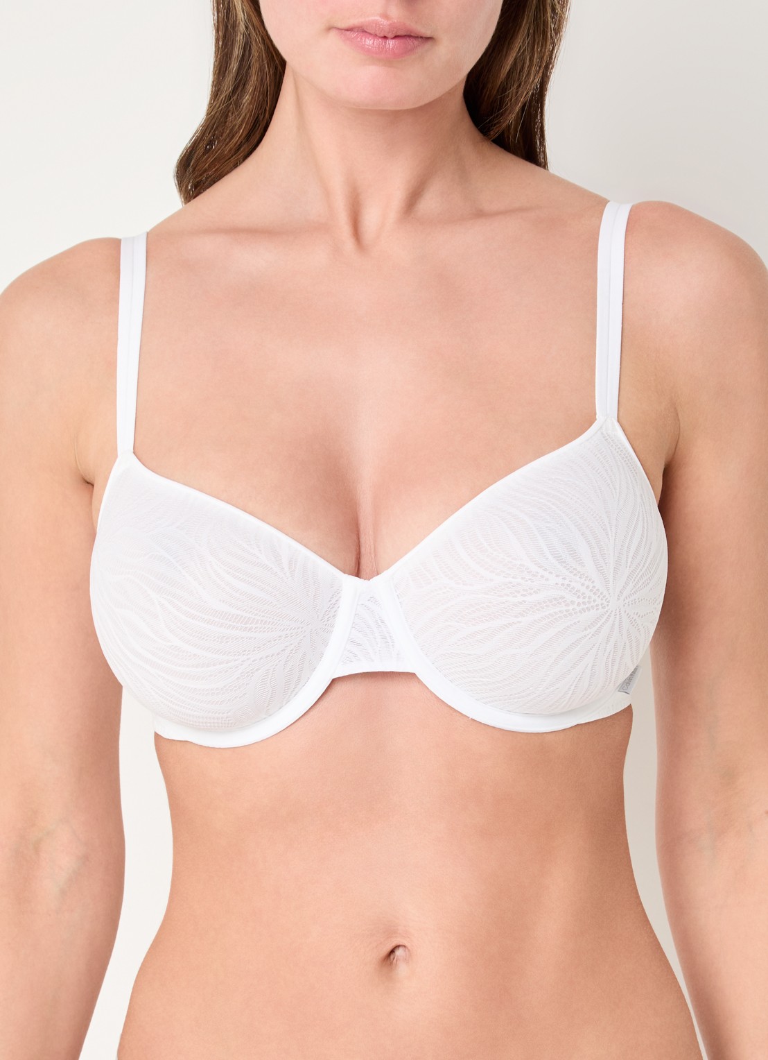 Calvin Klein Voorgevormde demi bh met overlay van mesh - voorkant 2 wit