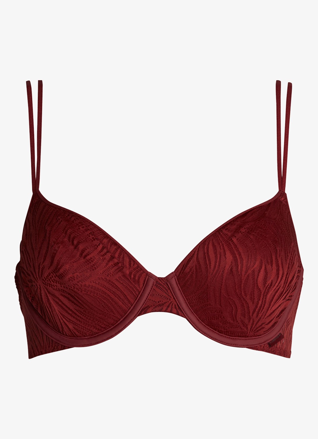 Calvin Klein Voorgevormde demi bh met overlay van mesh - voorkant syrah  / rood