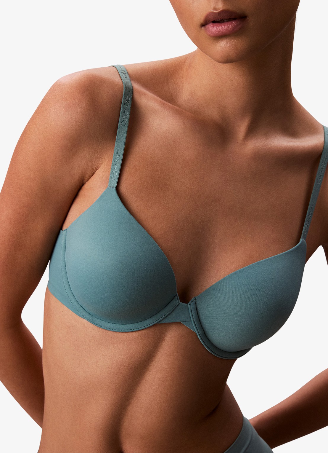 Calvin Klein Voorgevormde effen bh  - detail 4 turquoise