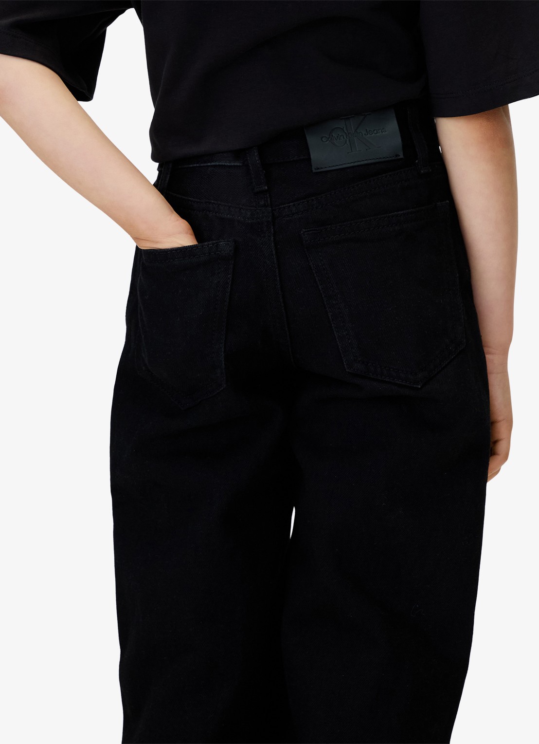 Calvin Klein Wide fit jeans met steekzakken - detail 6 zwart
